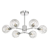 Tyka 6lt Semi Flush Polished Chrome & Glass Dar Lighting